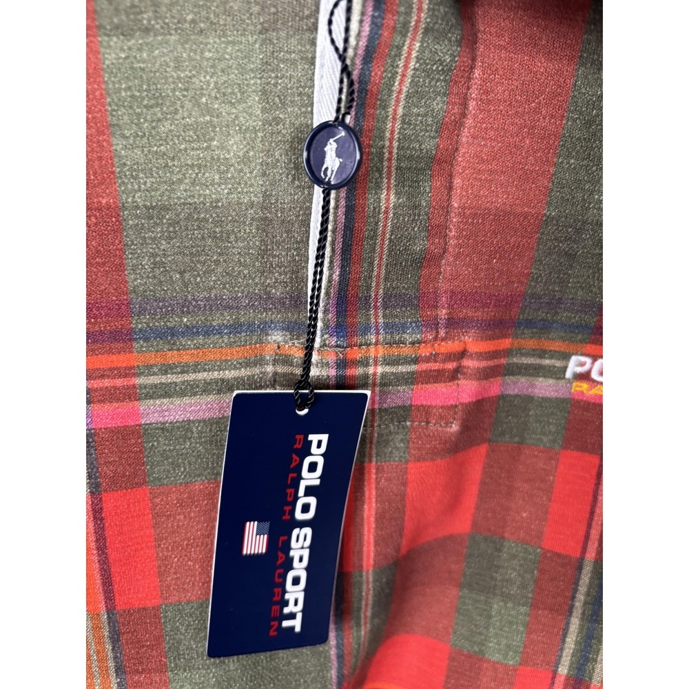 Polo Sport Ralph Lauren Shirt Mens Medium Red Plaid Madras Rugby Classic Fit - Picture 3 of 16